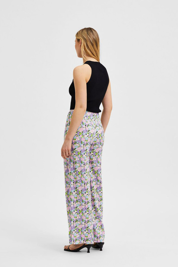 Pantalon large fleuri en matière naturelle JUDITA Selected