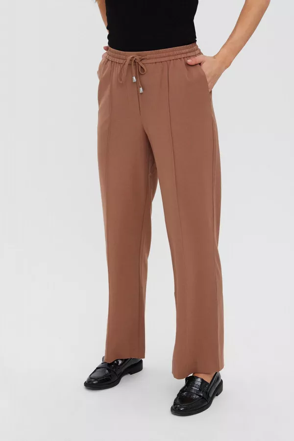 Pantalon uni taille élastiquée avec cordons à nouer LARA Vero Moda