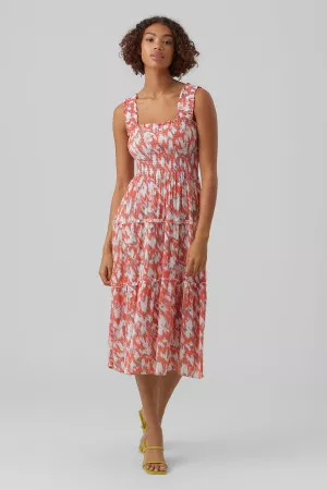 Robe mi-longue imprimée en matière naturelle MENNY Vero Moda