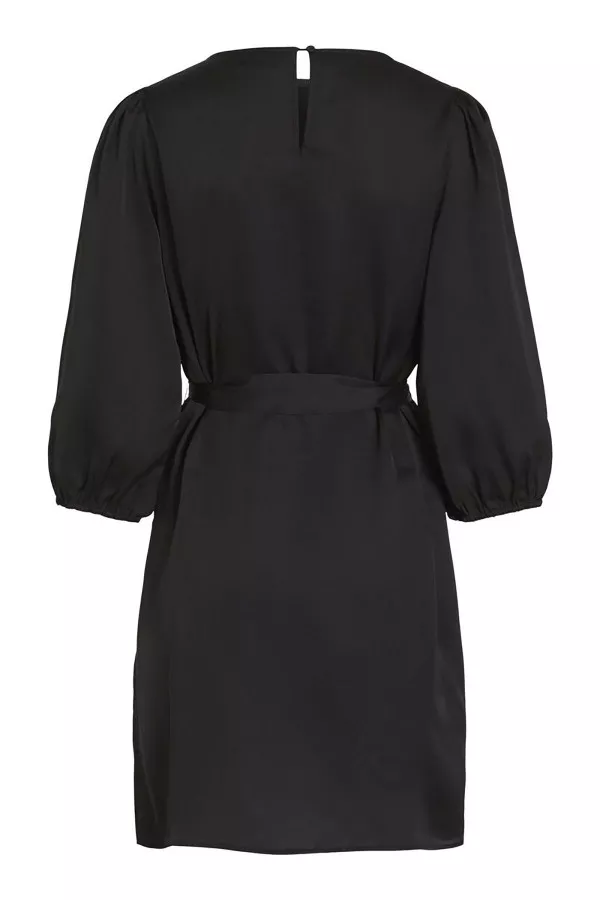 Robe unie mi-longue satinée manches 3/4 avec ceinture ELLETTE Vila