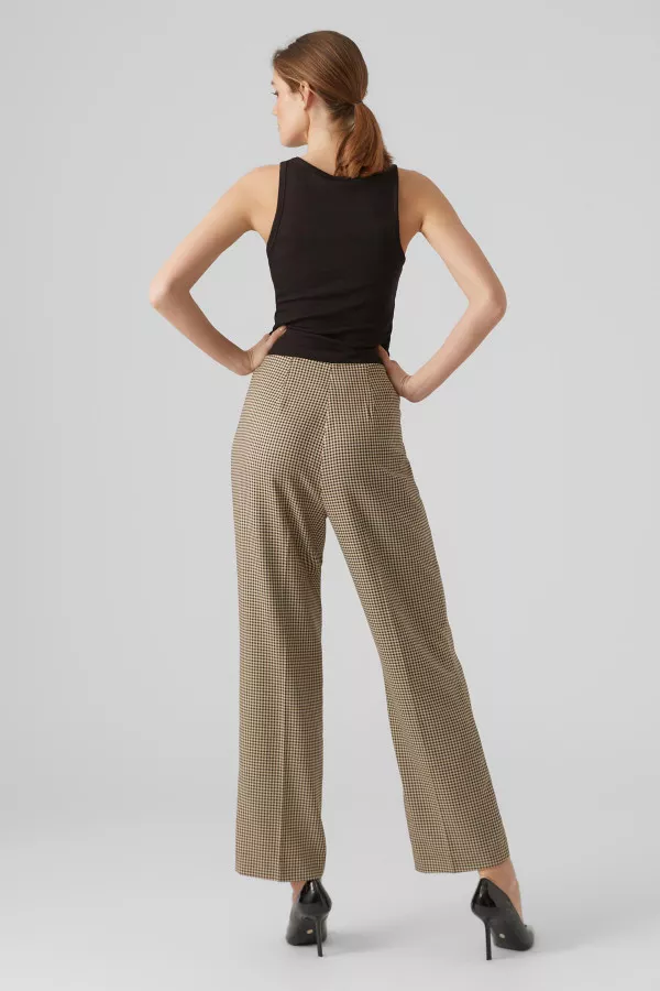 Pantalon à carreaux taille haute RILLA Vero Moda