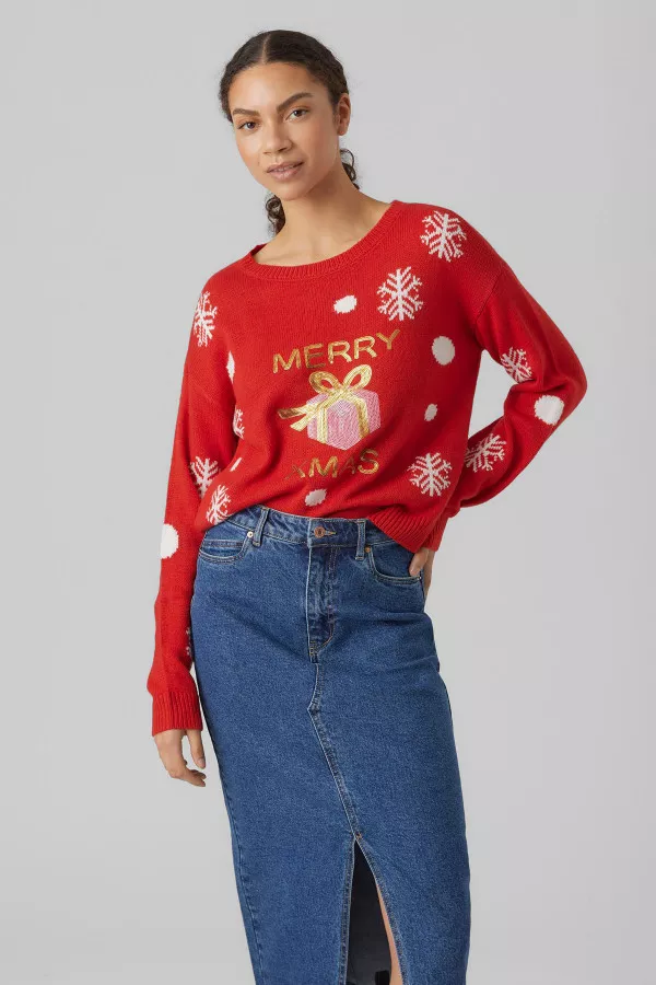 Pull en maille avec sequins manches longues XMAS Vero Moda