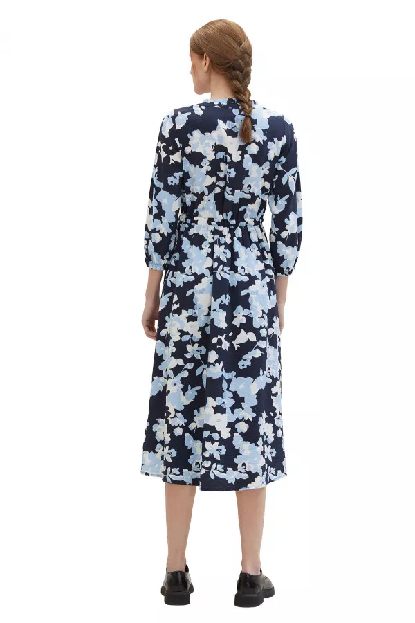 Robe mi-longue manches 3/4 imprimé fleuri Tom Tailor