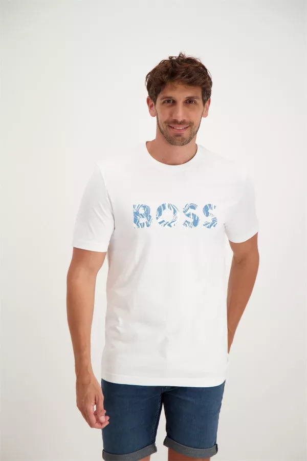 T-shirt en coton avec impression devant Boss