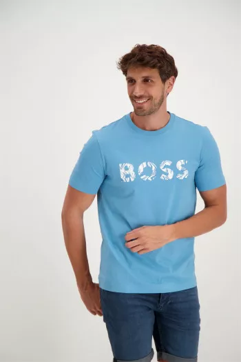 T-shirt en coton avec impression devant Boss