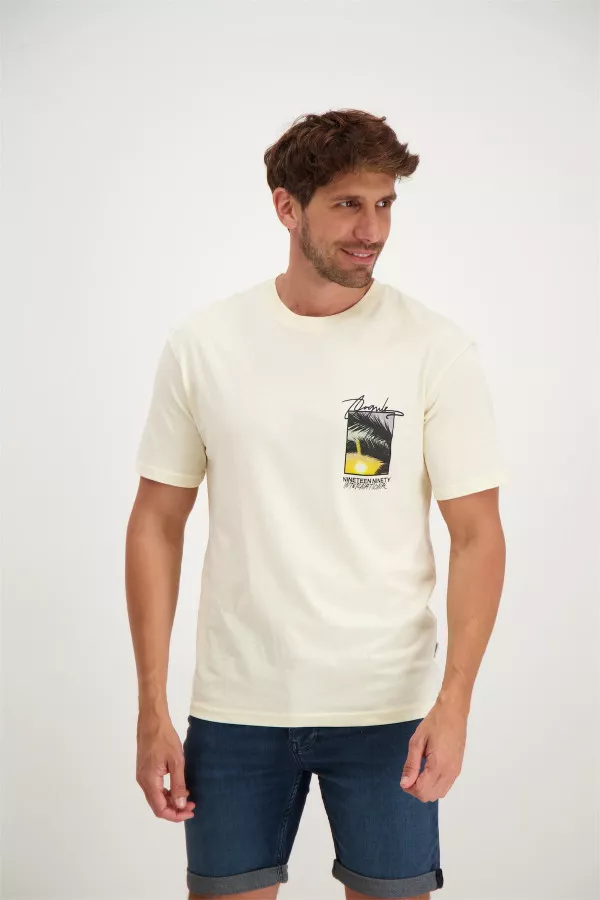 T-shirt uni en coton avec impression ARUBA Jack & Jones