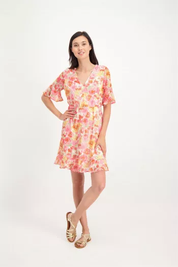 Robe courte en voile imprimée fleuri SMILLA Vero Moda