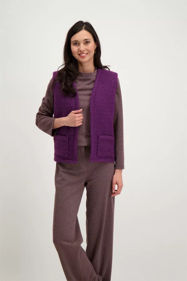 Cardigan uni en maille bouclette sans manches Signe Nature