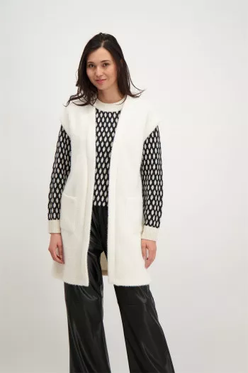 Cardigan mi-long uni avec poches Signe Nature