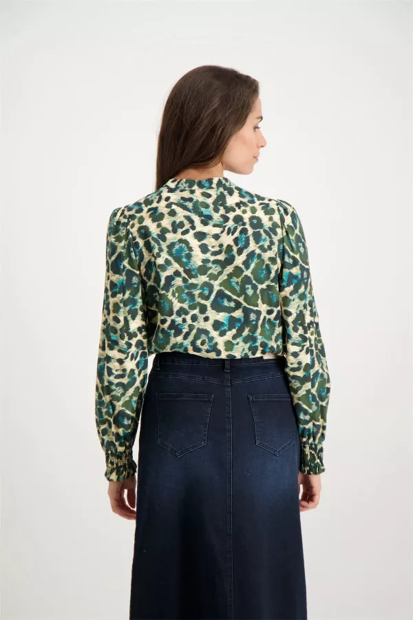 Blouse imprimée abstrait avec smocke aux poignets Signe Nature