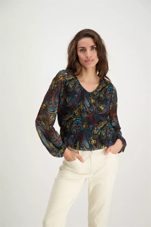 Blouse imprimée en voile manches longues Signe Nature