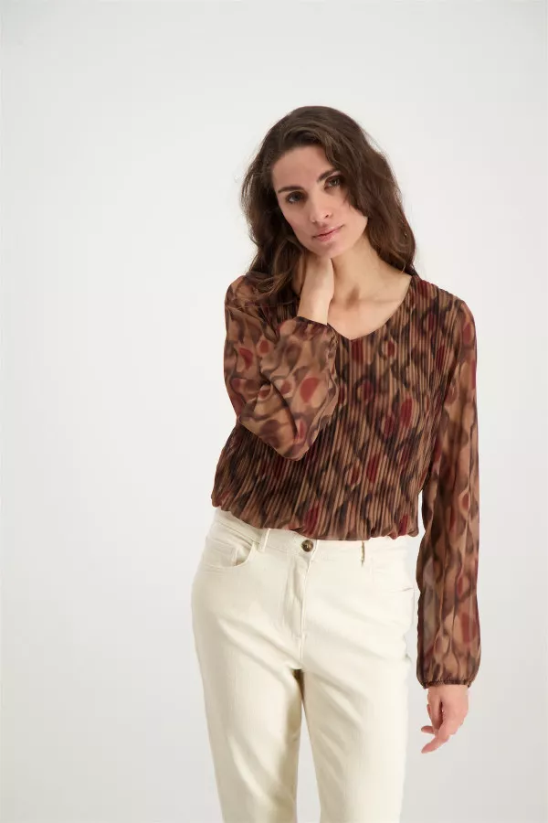 Blouse en voile plissé imprimée Signe Nature