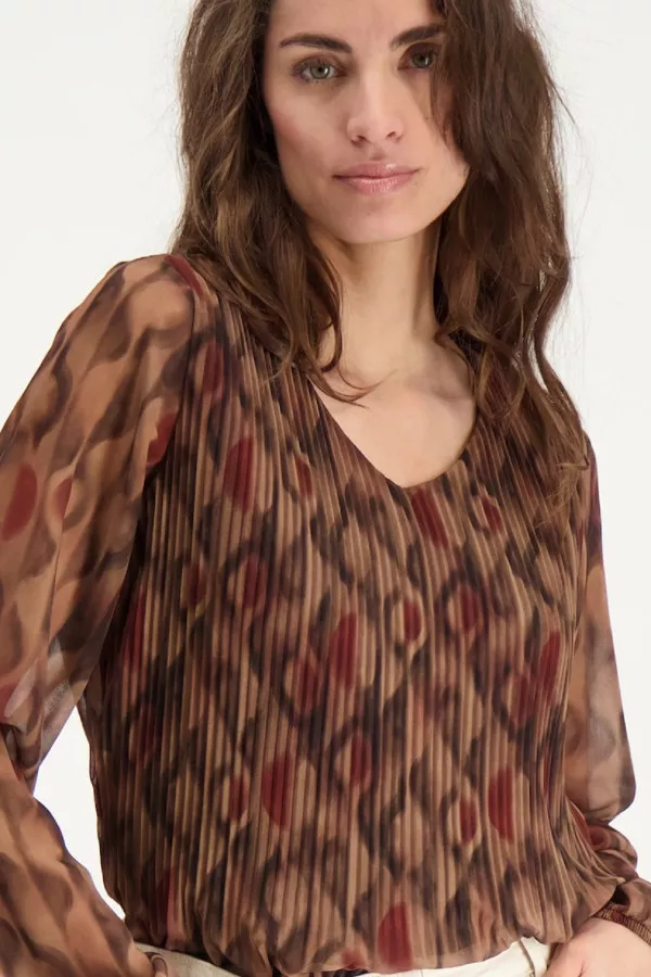 Blouse en voile plissé imprimée Signe Nature