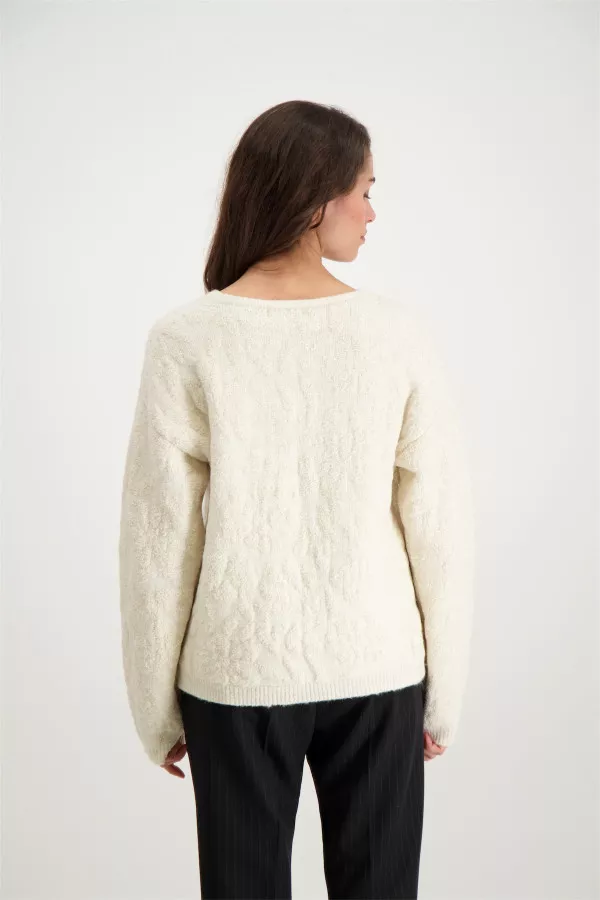 Pull laineux en maille fleurie Signe Nature