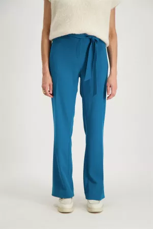 Pantalon habillé uni avec ceinture à nouer Signe Nature