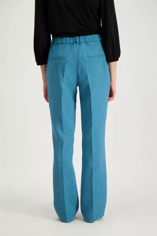 Pantalon uni avec taille élastiquée au dos Signe Nature