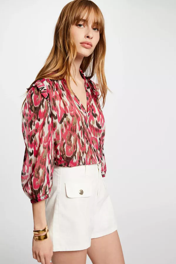 Blouse manches 3/4 imprimée sur l'ensemble Morgan