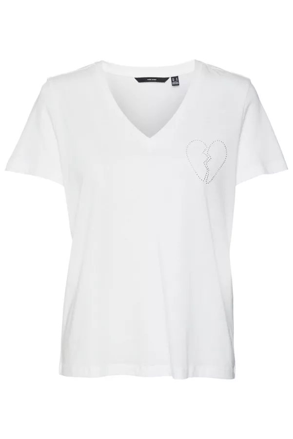 T-shirt en coton avec strass RIGO Vero Moda