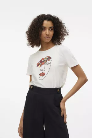 T-shirt en coton avec impression devant MACKENZI Vero Moda