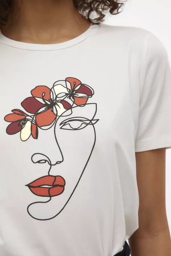 T-shirt en coton avec impression devant MACKENZI Vero Moda