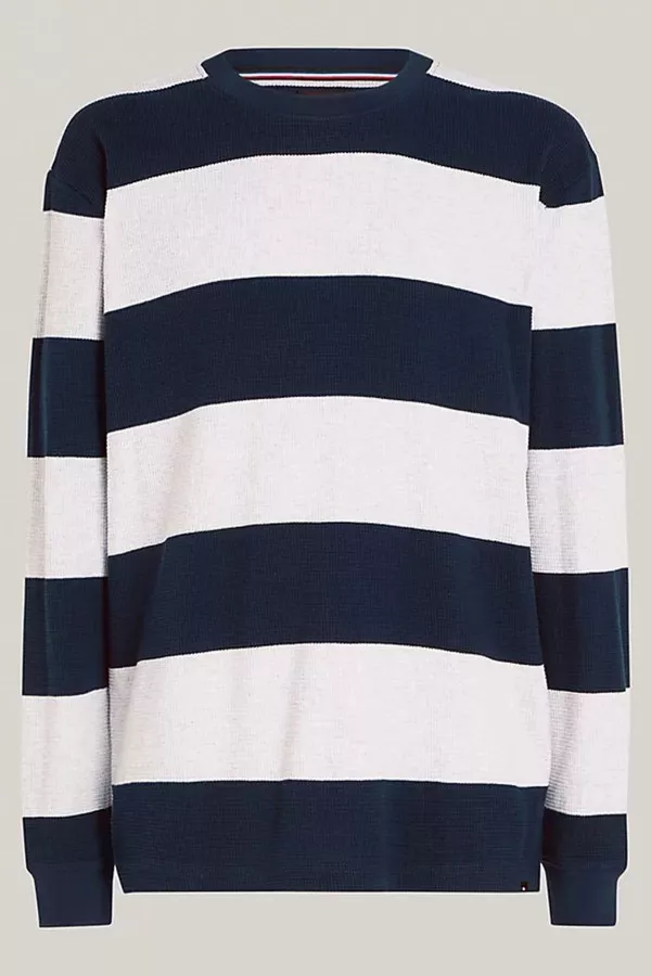 T-shirt gaufré rayé en coton Tommy Hilfiger