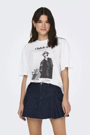 T-shirt manches courtes en coton avec impression devant Only