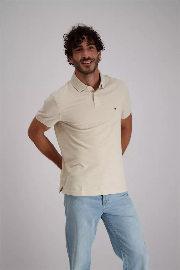 Polo chiné en coton stretch avec logo brodé Tommy Hilfiger