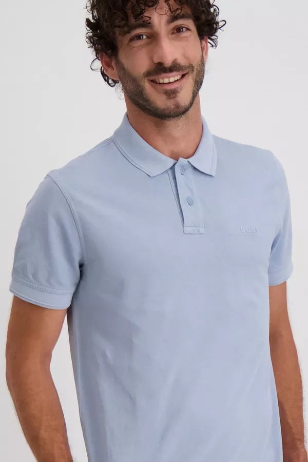 Polo uni en coton avec logo à la poitrine Boss