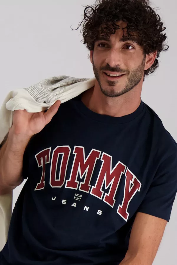 T-shirt uni avec impression devant en coton Tommy Hilfiger