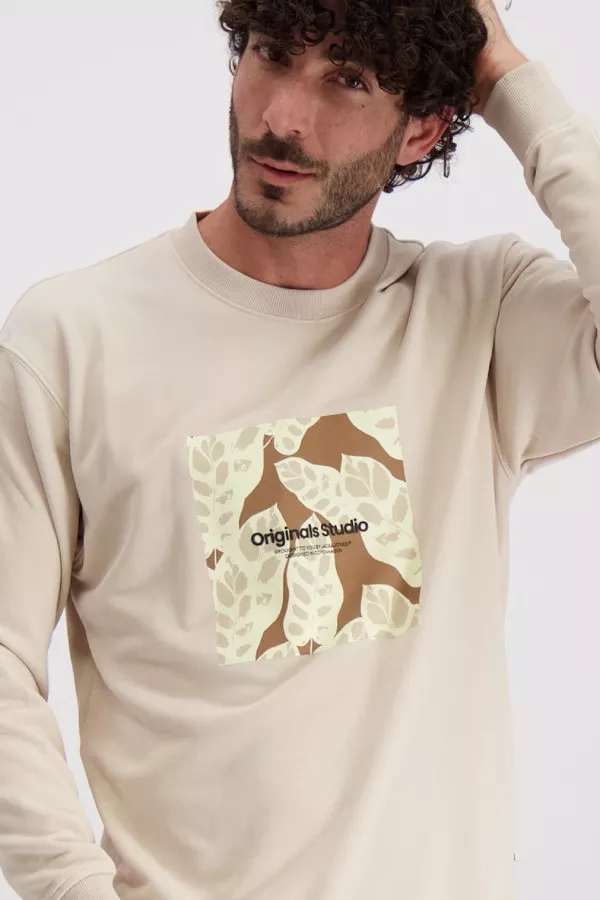 Sweat uni avec impression devant Jack & Jones