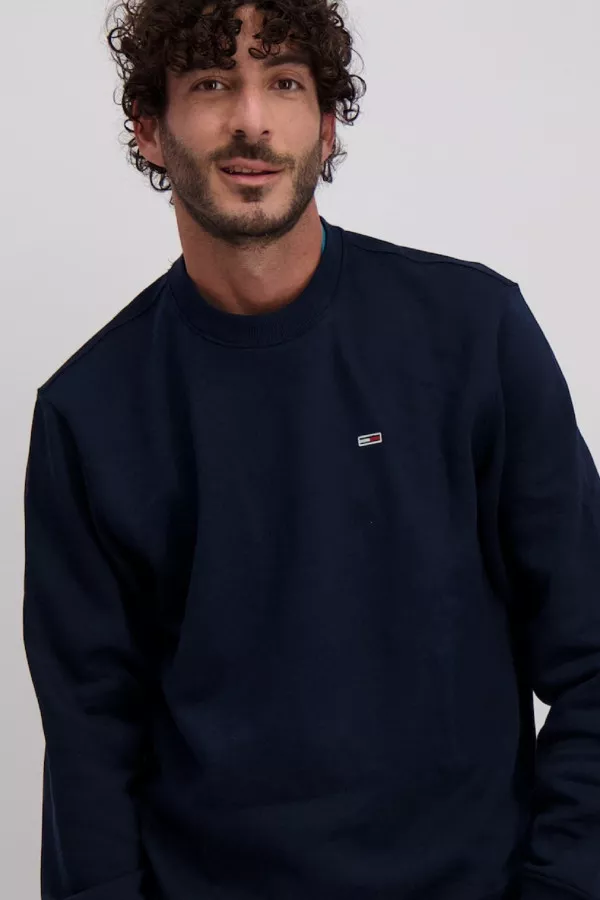 Sweat uni en coton stretch avec logo brodé Tommy Hilfiger