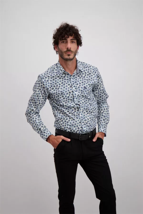 Chemise imprimée avec logo brodé en coton Oscar & Horace