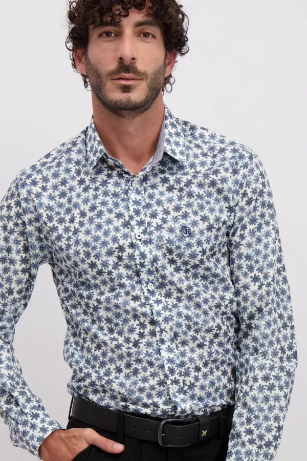 Chemise imprimée avec logo brodé en coton Oscar & Horace