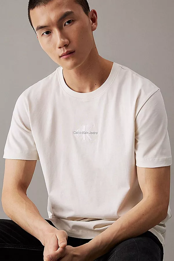 T-shirt en coton avec logo brodé Calvin Klein