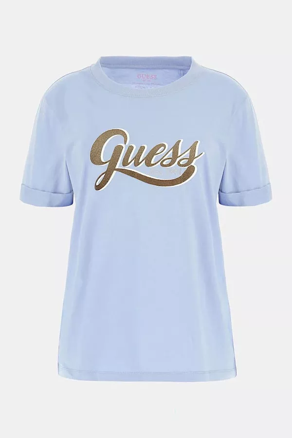 T-shirt uni avec impression devant Guess