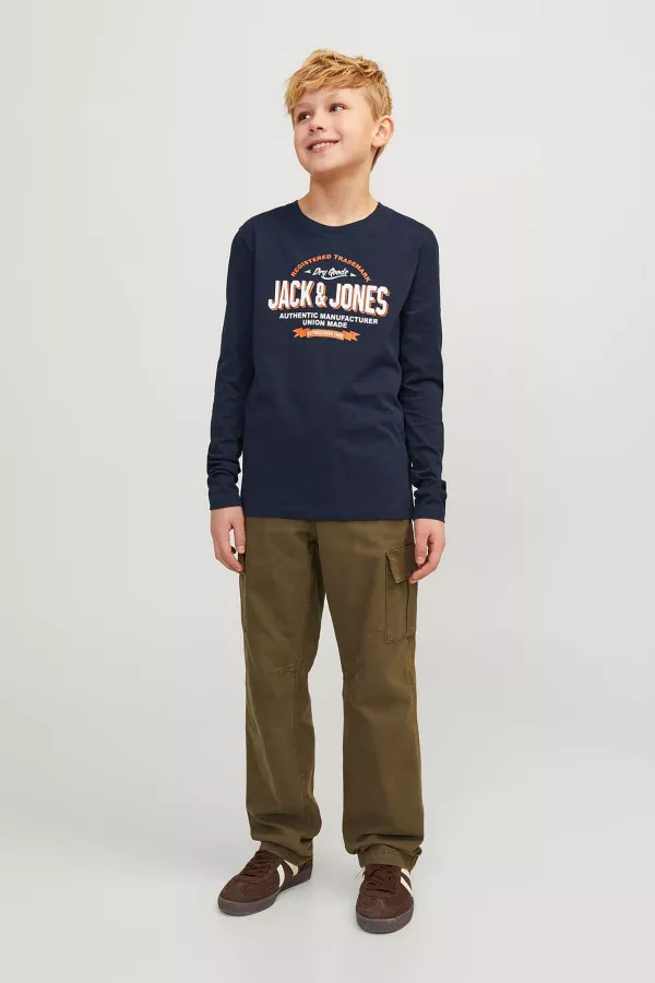 T-shirt uni en coton avec impression devant Jack & Jones