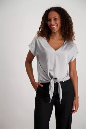 Blouse ample satinée devant avec liens à nouer Amélie & Amélie