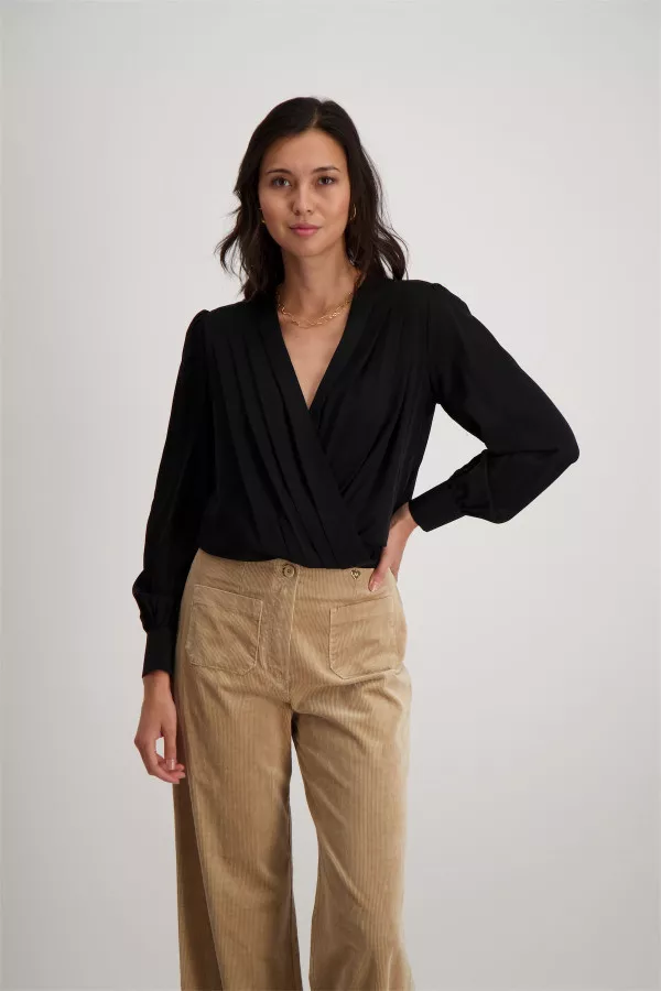 Blouse unie col cache-cœur Artigli