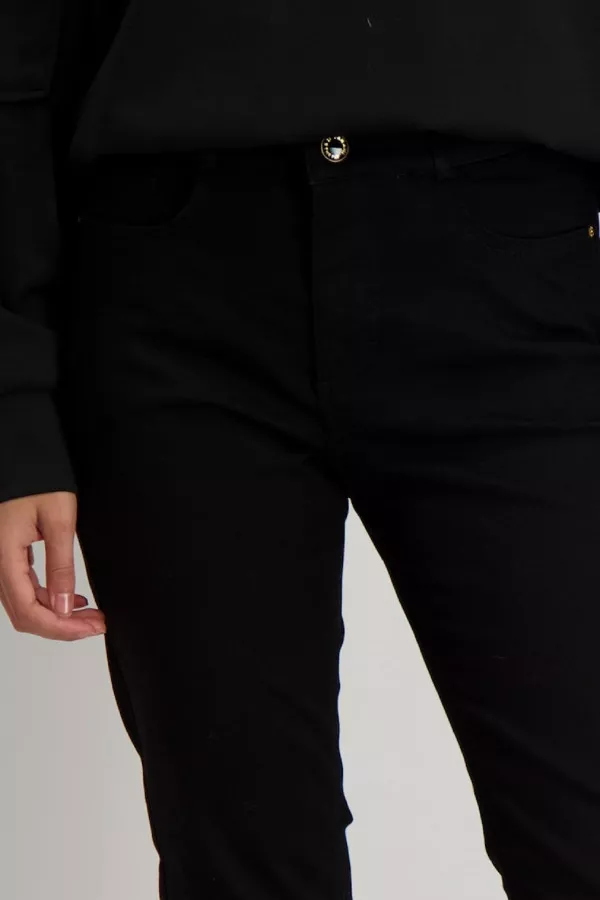 Pantalon uni avec taille élastiquée au dos Parami