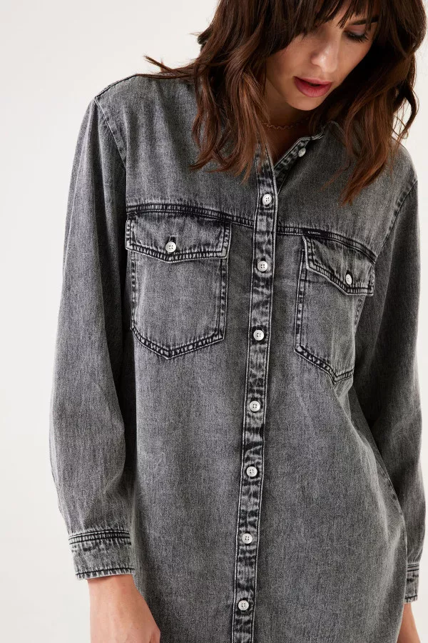 Robe chemise en jean avec ceinture à nouer Garcia