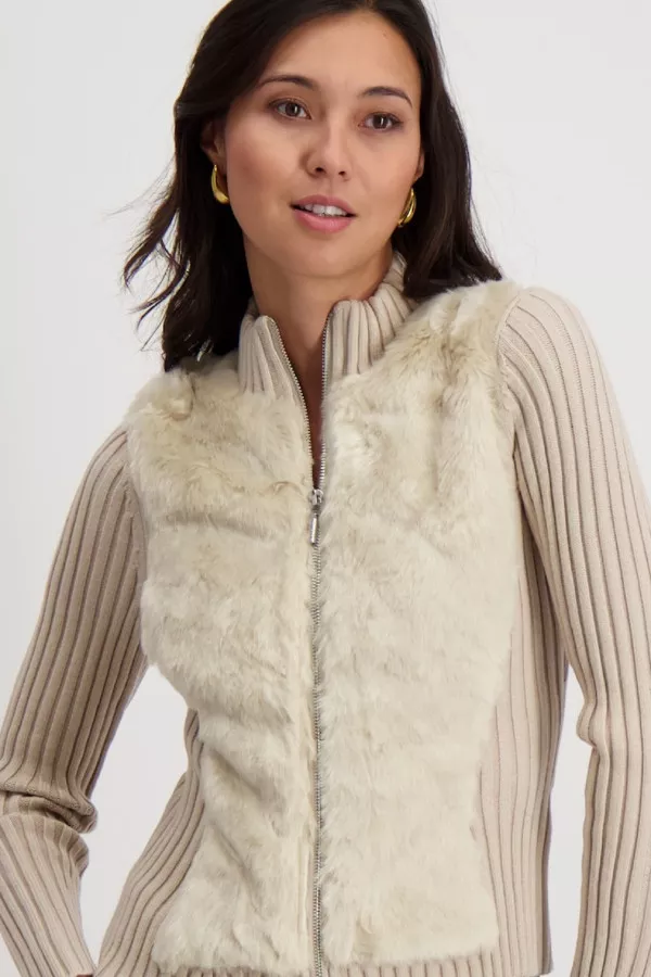 Cardigan manches longues avec fausse fourrure Guess