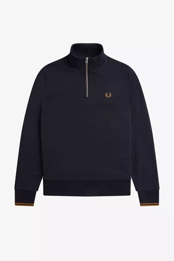 Sweat col montant zippé avec broderie poitrine Fred Perry