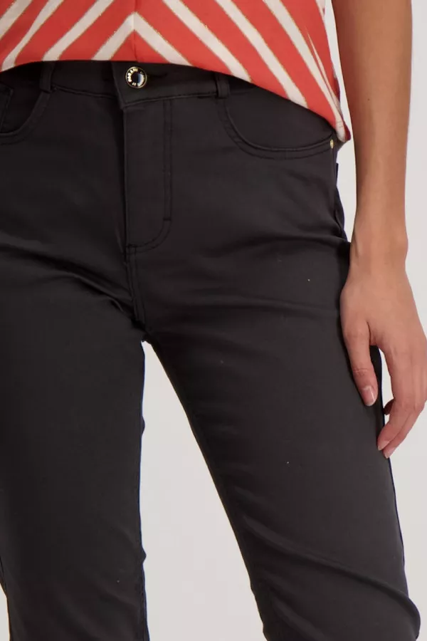 Pantalon uni avec taille élastiquée au dos Parami