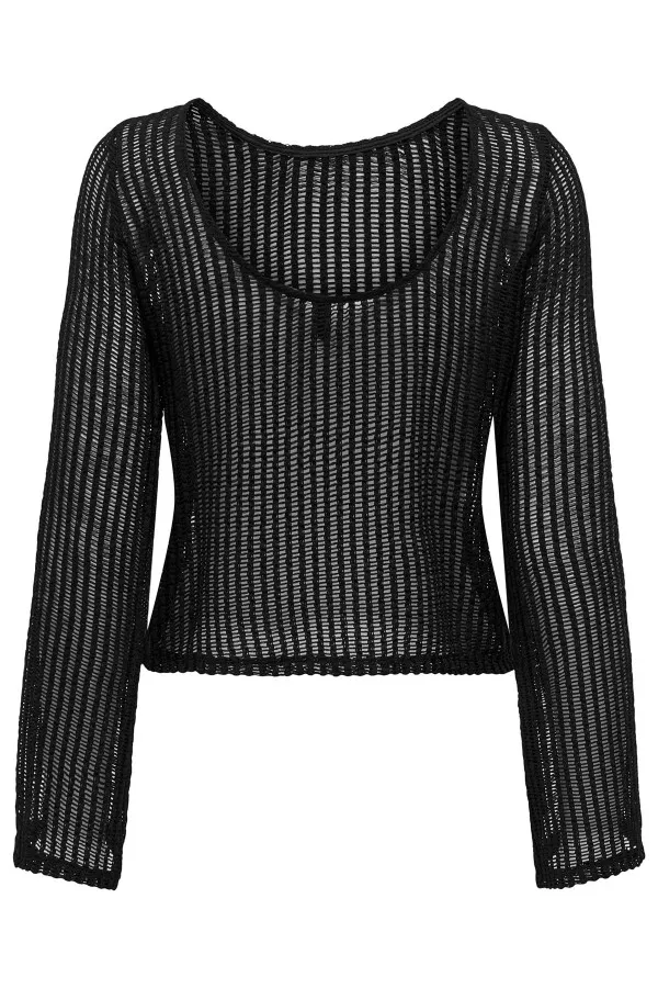 Pull en maille ajourée manches longues Only