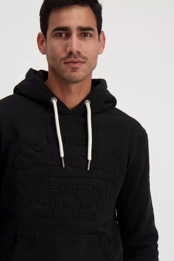 Sweat à capuche avec logo ton sur ton en relief Superdry