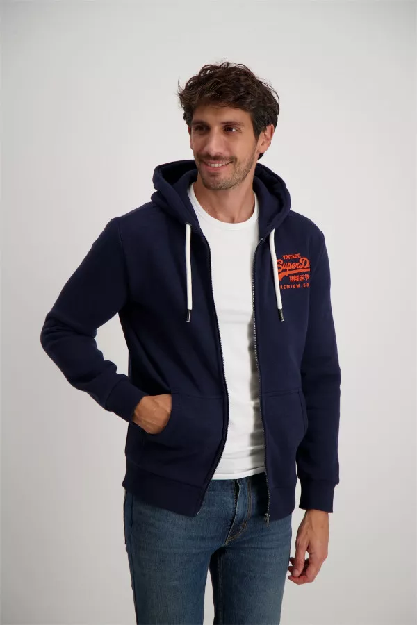 Cardigan à capuche avec logo poitrine Superdry