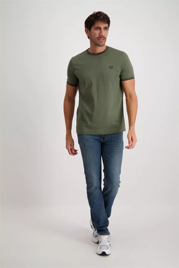 T-shirt uni en coton avec logo brodé Fred Perry