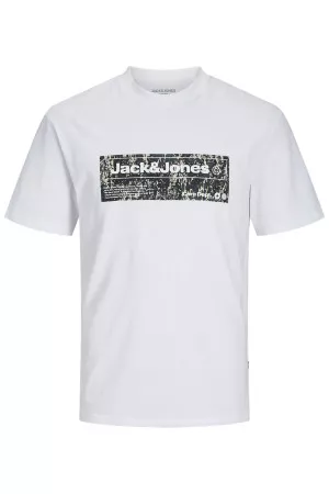 T-shirt uni avec impression devant en coton Jack & Jones