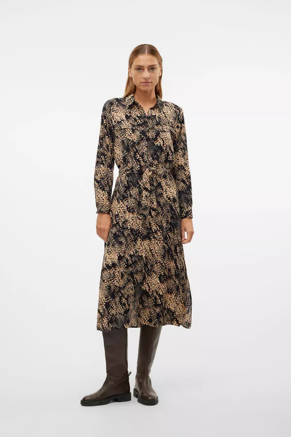 Robe longue imprimée animal avec ceinture à nouer Vero Moda