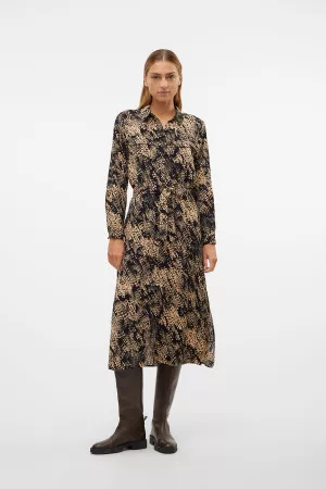 Robe longue imprimée animal avec ceinture à nouer Vero Moda